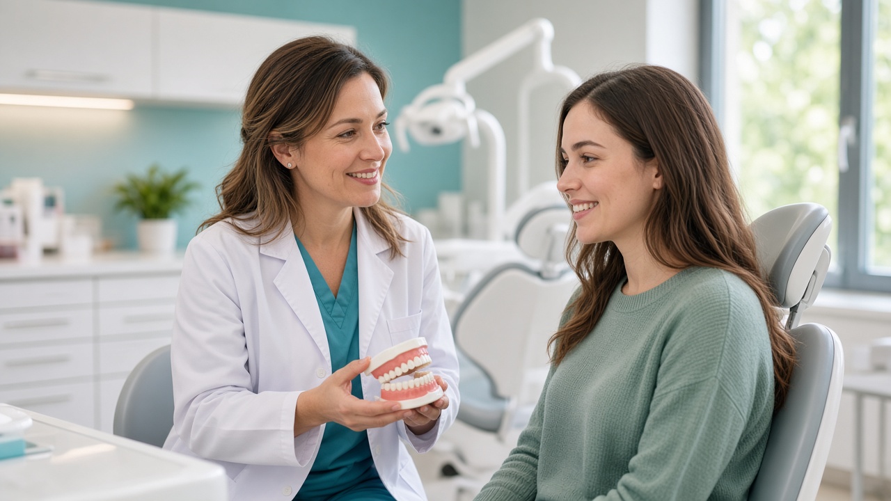 Консультация ортодонта Estetic Dent в Туле: врач и пациентка обсуждают план исправления прикуса